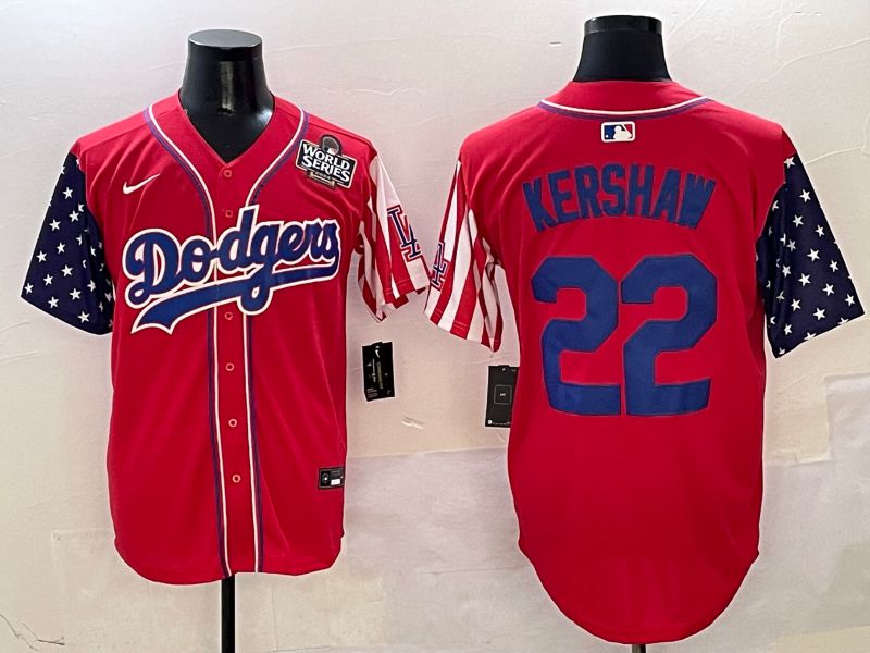 Men Los Angeles Dodgers 22 Kershaw Red a generation of national flags Joint name 2025 Nike MLB Jersey style 8